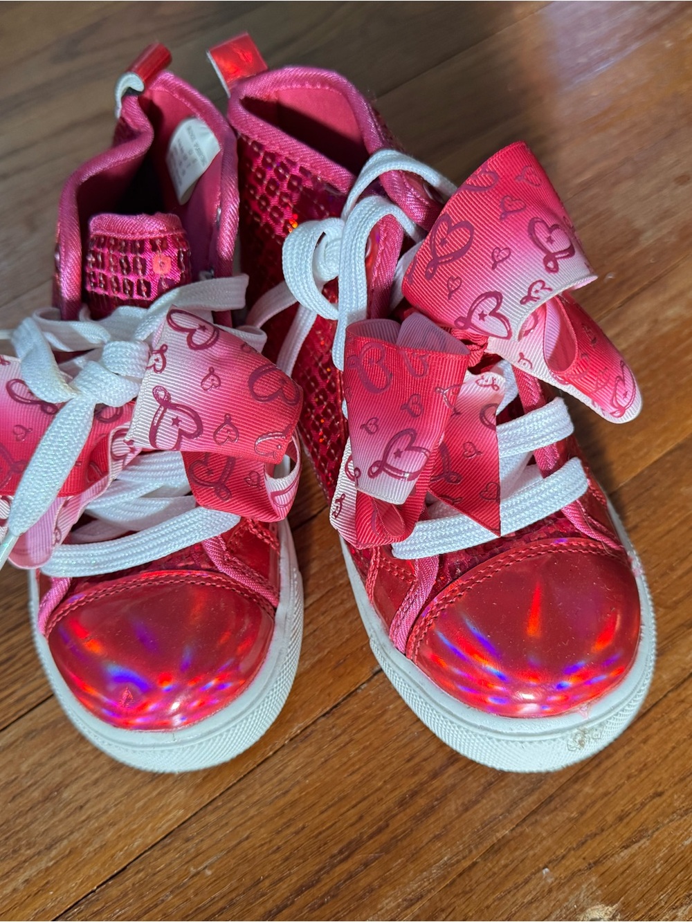 JoJo Siwa Girls Pink Heart Bow Lace-Up Sneakers